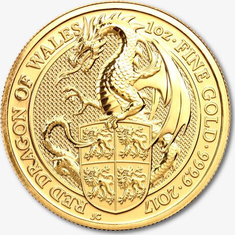 Золотая монета Звери Королевы Дракон 1 унция 2017 (Dragon)