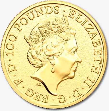 Золотая монета Звери Королевы Лев 1 унция 2016 (Lion)
