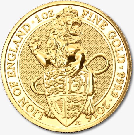 Золотая монета Звери Королевы Лев 1 унция 2016 (Lion)