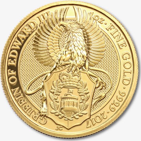 Золотая монета Звери Королевы Грифон 1 унция 2017 (Griffin)