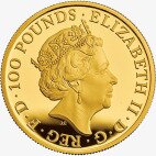 1 oz Queen's Beasts Leone fondo a specchio d'oro (2017)