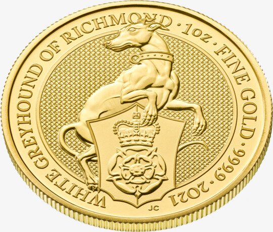 1 oz Queen's Beasts White Greyhound of Richmond Gold Coin (2021)