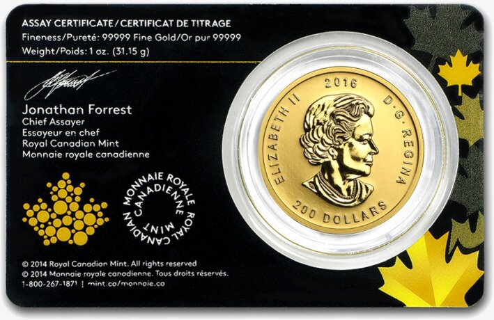 1 oz Call of the Wild Roaring Grizzly Bear .99999 Gold Coin (2016)