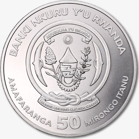 Серебряная монета Африканский Гиппопотам Руанда 1 унция 2017