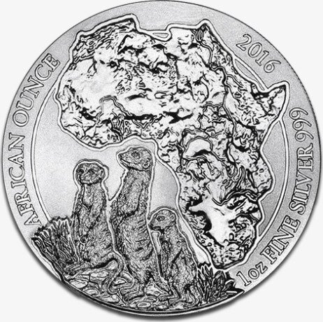 Серебряная монета Сурикаты Руанда 1 унция 2016 (Meerkats)