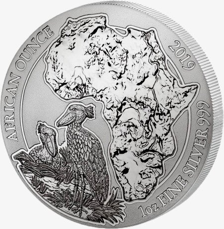 Серебряная монета Руанды Китоглав 1 унция 2019 (Rwanda Shoebill)