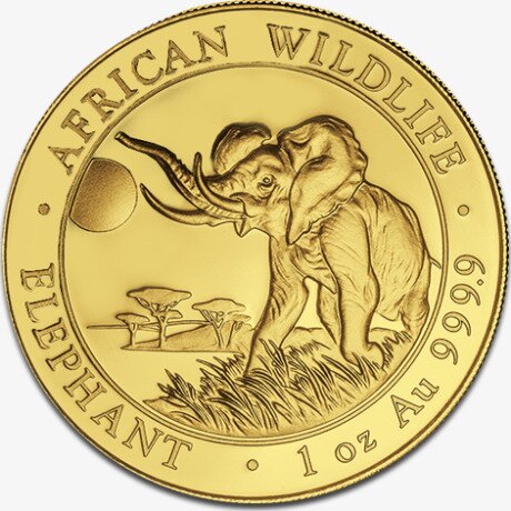 Золотая монета Африканская Дикая Природа Сомалийский Слон 1 унция 2016