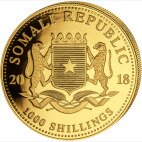 Золотая монета Африканская Дикая Природа Сомалийский Слон 1 унция 2018