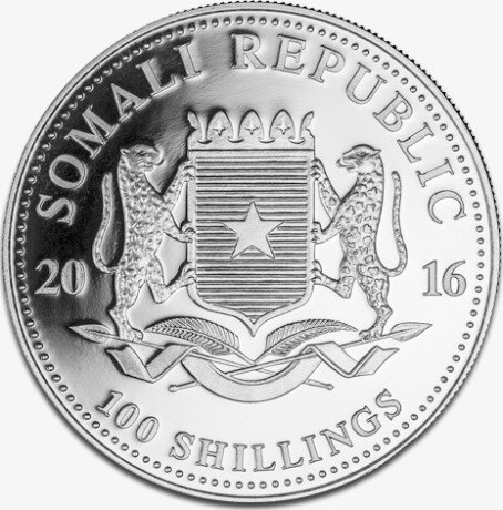 Серебряная монета Сомалийский Слон 1 унция 2016