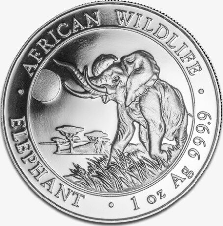 Серебряная монета Сомалийский Слон 1 унция 2016