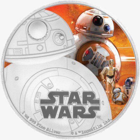Серебряная монета Звездные Войны Пробуждение Силы - BB-8™ 1 унция 2016 (STAR WARS The Force Awakens)