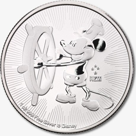 Серебряная монета Пароходик Вилли 1 унция 2017 (Steamboat Willie)