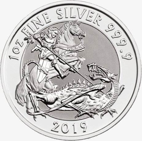 Серебряная монета Святой Георгий и Дракон 1 унций 2019