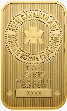 Золотой слиток Канадского монетного двора(Royal Canadian Mint) 1 унция