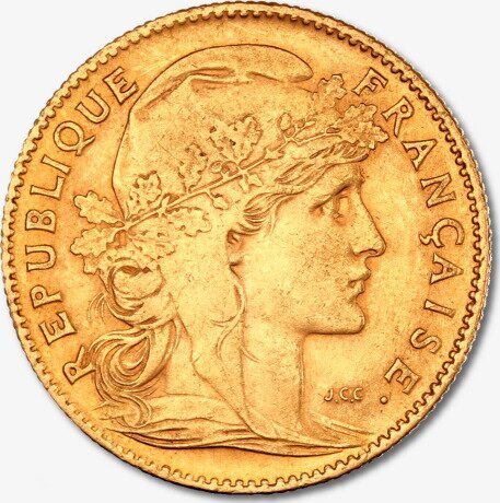 Золотая монета 10 Франков (Franc) Петух Марианна (Marianne Rooster) 1899-1914