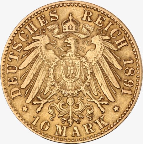 Золотая монета 10 Марок Фридрих I 1872-1901(10 Mark Grand Duke Friedrich I)
