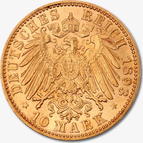 10 Mark | Re Alberto I di Sassonia | Oro | 1874-1888 e 1891-1902
