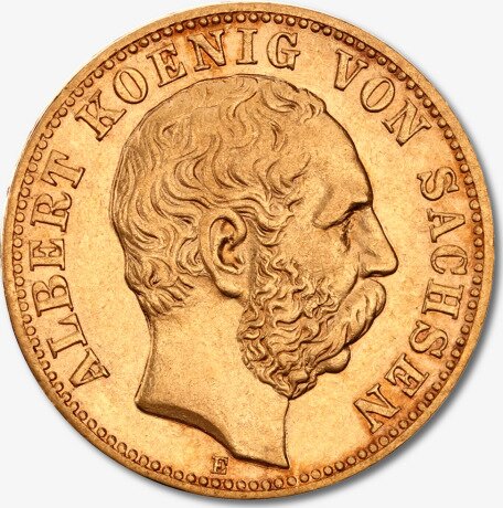 Золотая монета 10 Марок Короля Альберта 1874-1888 и 1891-1902