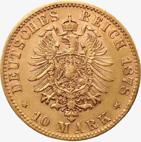 10 Marchi Re Carlo di Wurttemberg | Oro | 1864-1891