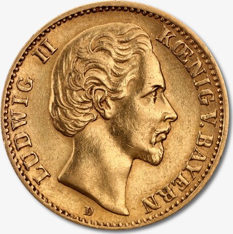 Золотая монета 10 Марок Короля Людвига II 1874-1886