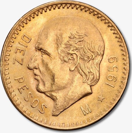10 Peso Meksyk Hidalgo Złota Moneta | 1905 - 1959