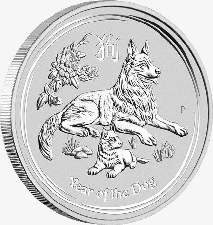 Серебряная монета Лунар II Год Собаки 10 унций 2018 (Lunar II Dog)