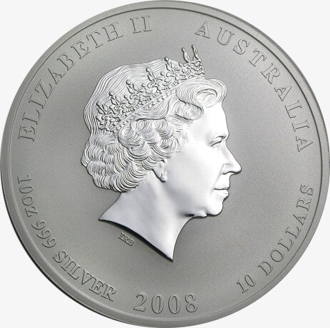Серебряная монета Лунар II Год Крысы 10 унций 2008 (Lunar II Mouse)