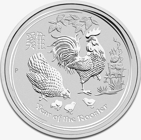 Серебряная монета Лунар II Год Петуха 10 унций 2017 (Lunar II Rooster)