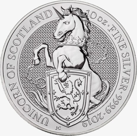 Серебряная монета Звери Королевы Единорог 10 унции 2019 (Unicorn)