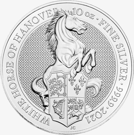10 oz Queen's Beasts White Horse of Hanover Silbermünze (2021)