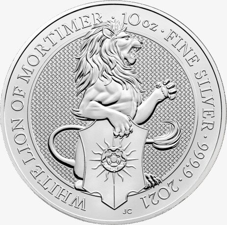 10 oz Queen's Beasts White Lion Silbermünze (2021)
