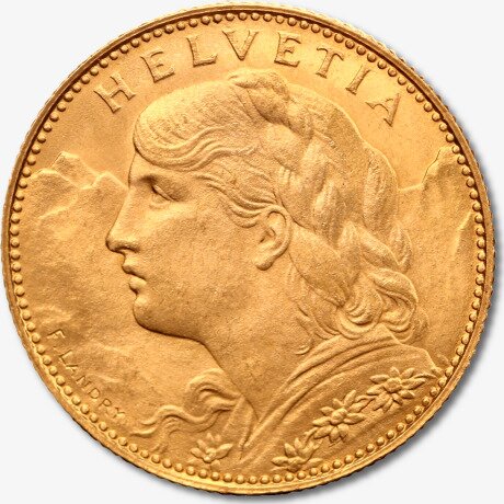 Вренели (Vreneli) 10 франков 1911-1922 Золотая монета Швейцарии