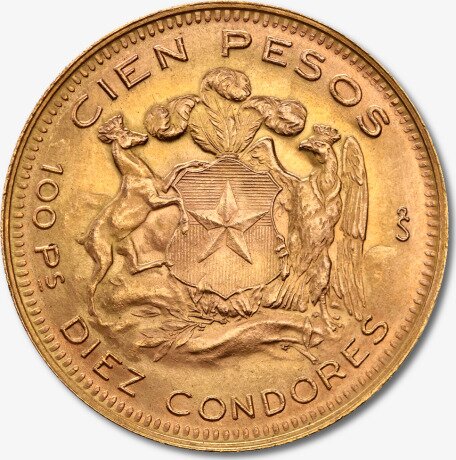 Золотая монета 100 Чилийских Песо 1895-1980 (Chilean Pesos Liberty)