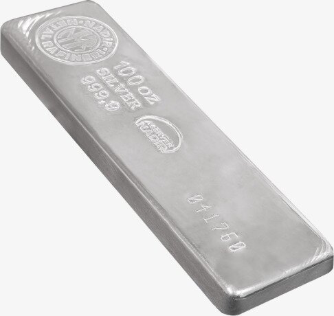 100 oz Lingote de Plata | Nadir Metal Rafineri