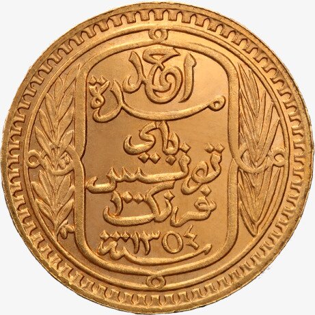 Золотая монета 100 Тунисских Франков 1930-1956 (Tunisian Francs)
