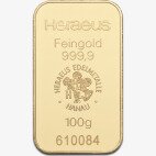 100g Lingote de Oro | Heraeus | acuñada