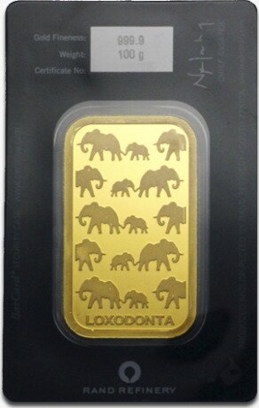 Золотой слиток Loxodonta Africana (саванный слон) 100 г