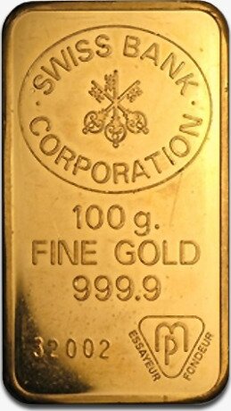 Золотой Слиток Swiss Bank Corporation 100г