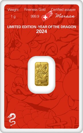 1g Gold Bar | Argor-Heraeus | Year Of The Dragon | 2024