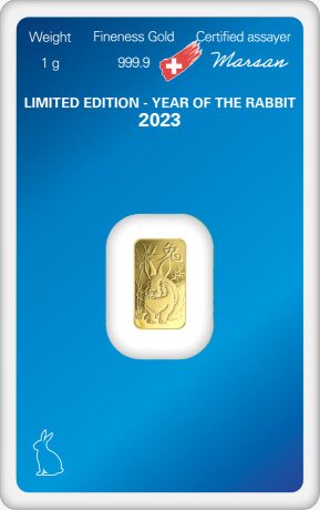 1g Gold Bar | Argor-Heraeus | Year Of The Rabbit 2023