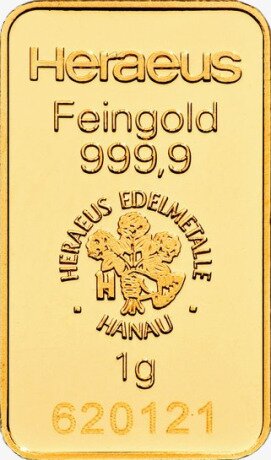 1g Lingot d'or frappé (Heraeus)
