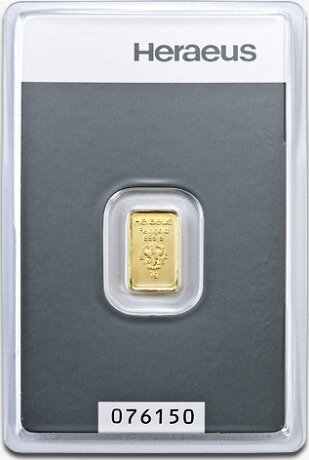 Золотой слиток Heraeus 1 г (minted)