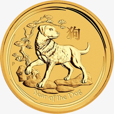 Золотая монета Лунар II Год Собаки 2 унции 2018 (Lunar II Dog)