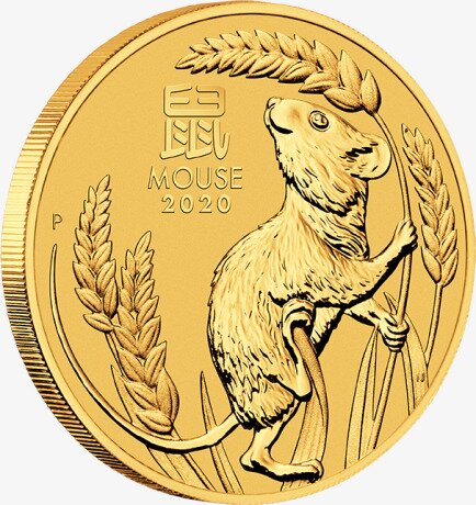 Золотая монета Лунар III Год Крысы 2 унции 2020 (Lunar III Mouse)