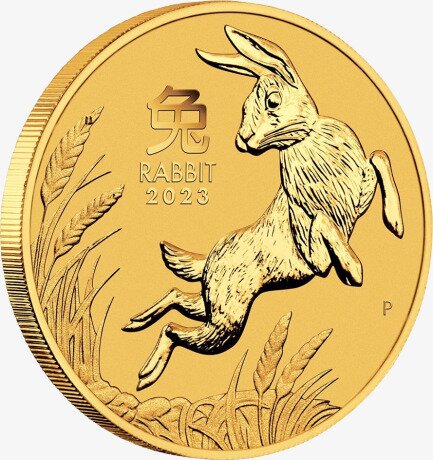 Золотая монета Лунар III Год Зайца 2 унция 2023 (Lunar III Rabbit)