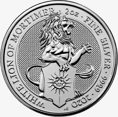 Серебряная монета Звери Королевы Белый Лев 2 унции 2020