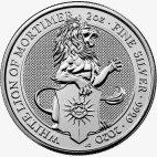Серебряная монета Звери Королевы Белый Лев 2 унции 2020