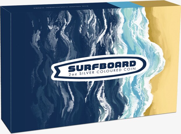 2 oz Pièce d'argent Planche de Surf Colorée (2020)