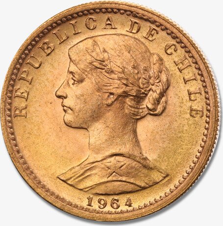 Золотая монета 20 Чилийских Песо 1926-1980 (Chilean Pesos Liberty)