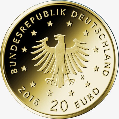 Золотая монета 20 Евро Птицы Германии Иволга 2017 (Oriole)